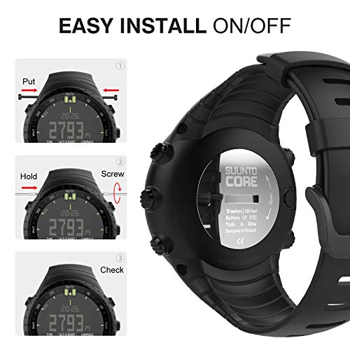 TOPsic Banda de Reloj para Suunto Core ,Correa Reemplazo de Silicona Suave Deportiva para Suunto Core Pulsera de actividad física y ritmo cardiaco, Para 5.51"-9.06" (140mm-230mm) Muñeca