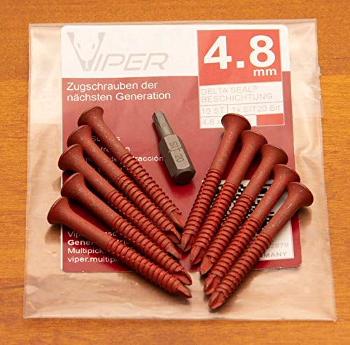 Tornillo de arrastre 4,8 x 47 mm, 10 unidades + 1 broca SIT20 para servicio de llaves, llave de cierre, herramienta de tirador, tornillo de tracción original Multipick Viper, no requiere atornillado Tornillo de arrastre 4,8 x 47 mm, 10 unidades + 1 broca SIT20 para servicio de llaves, llave de cierre, herramienta de tirador, tornillo de tracción original Multipick Viper, no requiere atornillado