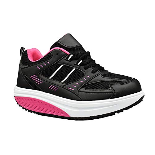 Toronto - Zapatillas adelgazantes para mujer, para glúteos, deportivos, fitness, gimnasia, correr, para caminar cómodas, deportivos... Negro Size: 40 EU