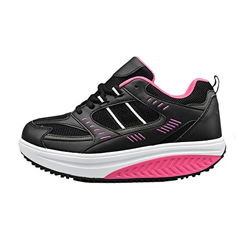 Toronto - Zapatillas adelgazantes para mujer, para glúteos, deportivos, fitness, gimnasia, correr, para caminar cómodas, deportivos... Negro Size: 40 EU