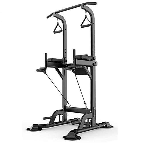 Torre de energía Ajustable Multi-Gimnasio, Barra de dominadas, manijas de flexión, flexión de Brazos Multifuncional, Entrenamiento, Soporte de Fitness para el hogar,Black