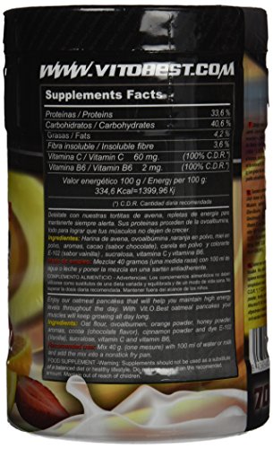 Tortitas de Avena en Polvo - Combinado de Carbohidratos Proteínas y Vitaminas - Suplementos Deportivos y Suplementos Alimentación - Vitobest (Chocolate, 700g) Tortitas de Avena en Polvo - Combinado de Carbohidratos Proteínas y Vitaminas - Suplementos Deportivos y Suplementos Alimentación - Vitobest (Chocolate, 700g)