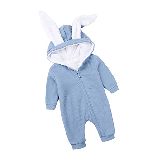 Toygogo Mameluco Mono Ropa de Bebé Recién Nacido Bebé Niños Niñas Conejito Oreja Grande Manga Larga - Blue, 9-12 months