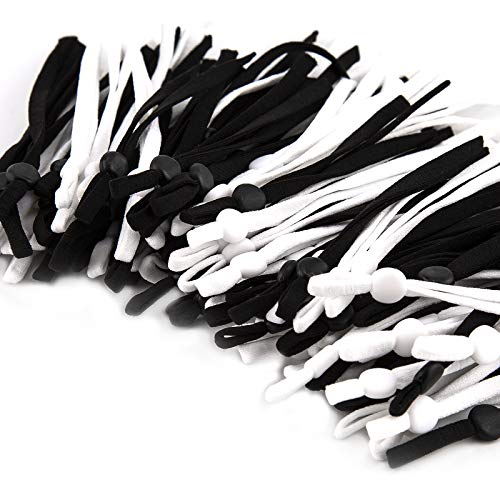 TOYMIS 120 bandas Elásticas de Costura con Hebilla Ajustable para Suministros de Manualidades (Blanco y Negro)