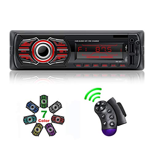 TOYOUSONIC Radio Coche, 12V Universal Autoradio Bluetooth Llamadas Manos Libres Car Stereo Reproductor MP3 Radio FM Doble USB Carga Rapida/AUX/SD con Control Remoto del Volante.