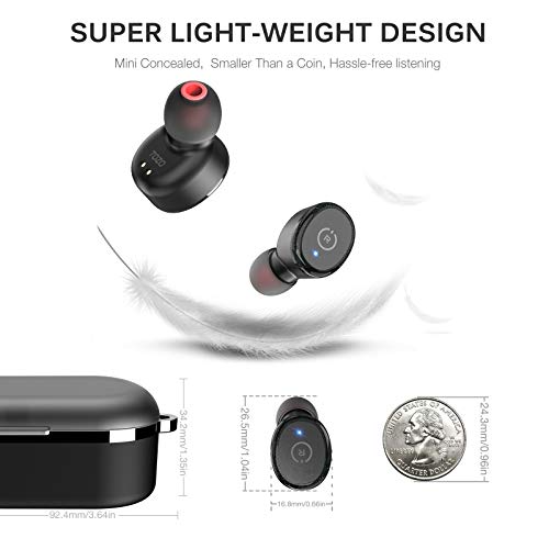 TOZO T10 Auriculares Bluetooth TWS IPX8 Impermeable Bluetooth 5.0 Auriculares In Ear con estuche de carga y micrófono Integrado, Sonido Premium con Graves Profundos para Correr y Hacer Deporte Negro