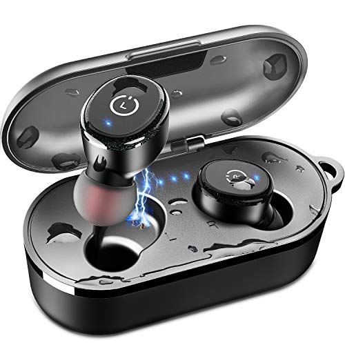 TOZO T10 Auriculares Bluetooth TWS IPX8 Impermeable Bluetooth 5.0 Auriculares In Ear con estuche de carga y micrófono Integrado, Sonido Premium con Graves Profundos para Correr y Hacer Deporte Negro