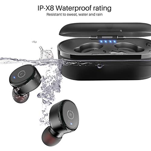 TOZO T10 Auriculares Bluetooth TWS IPX8 Impermeable Bluetooth 5.0 Auriculares In Ear con estuche de carga y micrófono Integrado, Sonido Premium con Graves Profundos para Correr y Hacer Deporte Negro