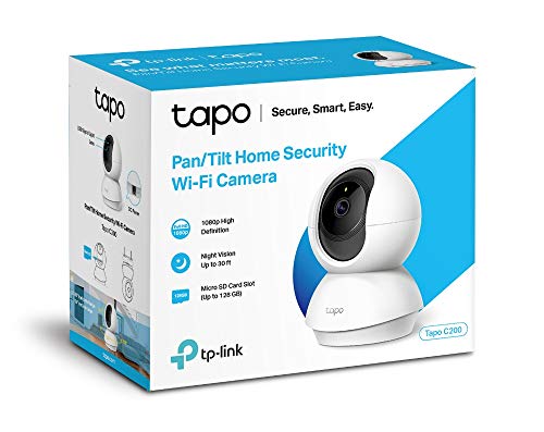 TP-Link - Cámara IP WiFi 360º, Cámara de Vigilancia FHD 1080p, Visión nocturna, Admite tarjeta SD, Audio Doble Vía, Detección de movimiento, Control Remoto, Fácil Configuración, Compatible con Alexa