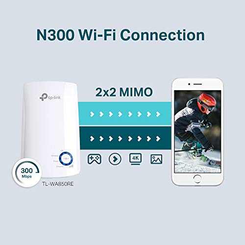 TP-Link N300 Tl-WA850RE - Repetidor Extensor de Red WiFi (2.4 GHz, 300 Mbps, Puerto Ethernet, Modo Ap y Extensor, Antenas Internas), Blanco