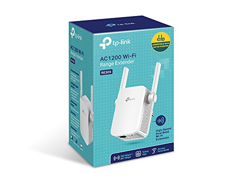 TP-Link - Repetidor WiFi AC1200, 5 GHz & 2.4 Ghz, Amplificador WiFi Extensor, con Puerto Ethernet, Repetidor Inalámbrico, Blanco (RE305)