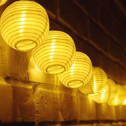 TR Turn Raise 4.8 Metros 20 LED Guirnaldas de Luces Farolillos Solares Exterior Impermeable para Decoración Jardines Casas Bodas (Blanco cálido)
