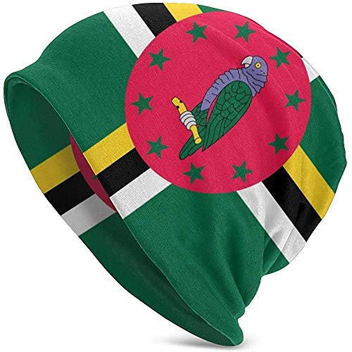 Tracray Gorro Unisex Gorro Bandera Dominica Gorro Cráneo Fino Sombrero Tejido Oversize Baggy Negro