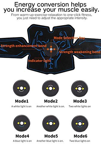 Training ABS estimulador Muscular tóner, Abdominal cinturón de tonificación Muscular Inteligente ccsme Body Trainer, Recargable 6 Modos USB y 10 Niveles de estimulación eléctrica Muscular inalámbrica