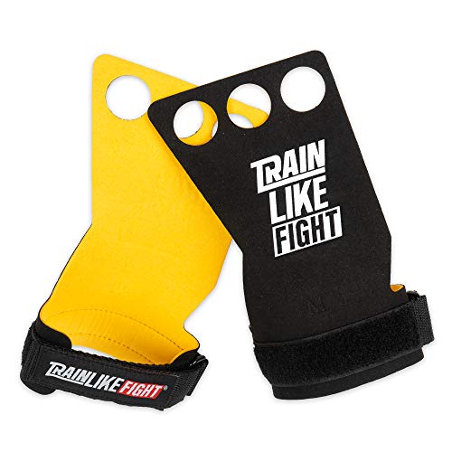 TRAINLIKEFIGHT Icon Yellow 3H - Calleras para Crossfit, calistenia, Ejercicios gimnásticos, protección para Tus Manos. (L)