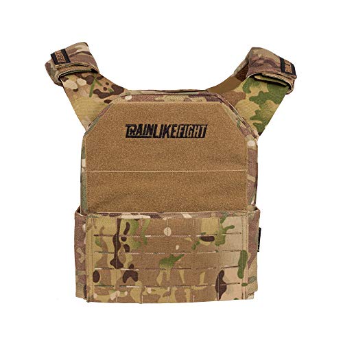 TRAINLIKEFIGHT Metcon Tactical Vest MTV - Chaleco Lastrado Ajustable para Entrenamiento, Crossfit, calistenia o Fitness (Apto para Placas lastradas - NO Incluidas) (Camo - Allterrain)