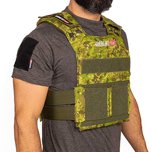 TRAINLIKEFIGHT MEV Entry Vest - Chaleco Lastrado Ajustable para Entrenamiento, Crossfit, calistenia o Fitness (Apto para Placas lastradas) (Camo/E-Camo)