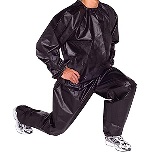 Traje de Sudor Sauna Trajes de Sauna para Pérdida de Peso Chándal Correr Yoga Traje Deportivo Hombres Mujeres Jogging Adelgazamiento Fitness Cardio Sauna Pantalones (Color : Black, Size : L)