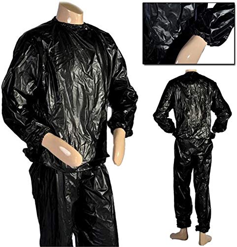 Traje sauna negro para sudar de JJOnlinestore para pérdida de peso en todo el cuerpo, fitness, gimnasio, ejercicio, interiores y exteriores, talla única