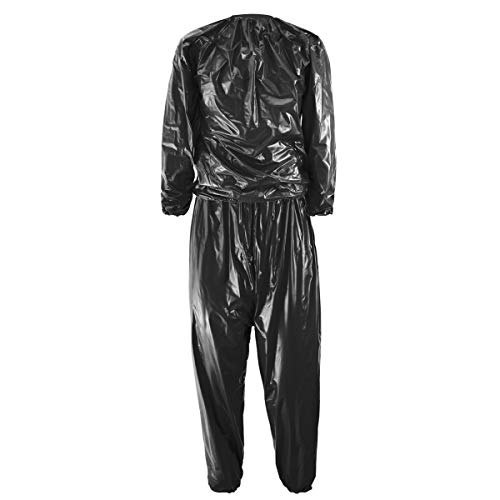 Traje sauna negro para sudar de JJOnlinestore para pérdida de peso en todo el cuerpo, fitness, gimnasio, ejercicio, interiores y exteriores, talla única Traje sauna negro para sudar de JJOnlinestore para pérdida de peso en todo el cuerpo, fitness, gimnasio, ejercicio, interiores y exteriores, talla única