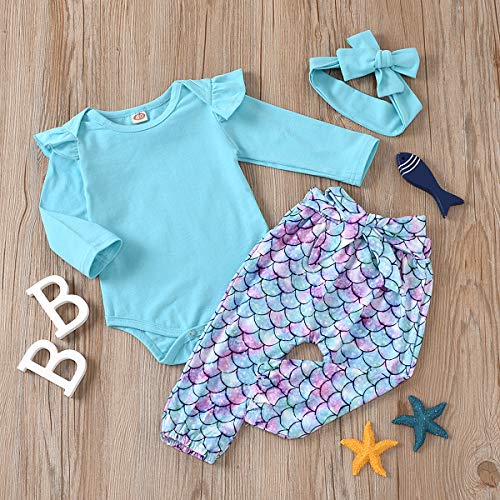 Trajes de Mameluco con Volantes Conjuntos de Ropa para niñas bebés Moda Infantil para bebés pequeños Pantalones Estampados de Sirena encantadores Pantalones Cortos Largos Tops de Manga Trajes de Mameluco con Volantes Conjuntos de Ropa para niñas bebés Moda Infantil para bebés pequeños Pantalones Estampados de Sirena encantadores Pantalones Cortos Largos Tops de Manga