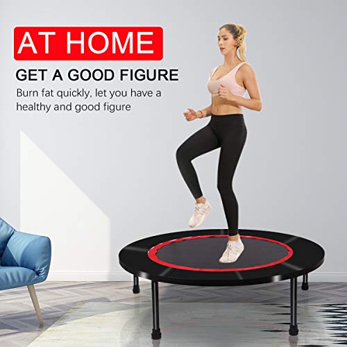 Trampolín De Fitness Plegable Ø 102 Cm, Mango Ajustable, Almohadilla De Seguridad, Rebote De Entrenamiento, Trampolín para Niños Y Adultos, Entrenamiento En Interiores Y Exteriores, Máx. hasta 136Kg