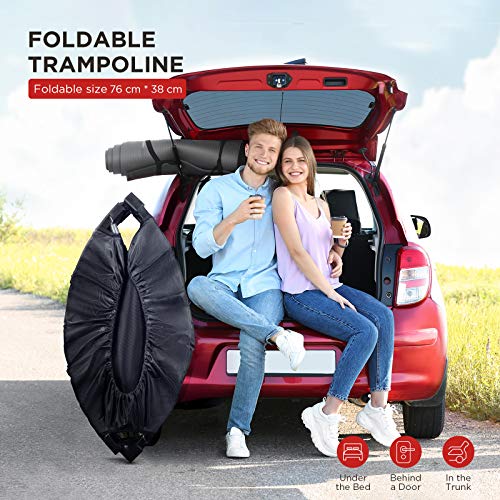 Trampolín Fitness Plegable 101 cm, Trampolín Cama Elástica para Niños Adultos, Apoyabrazo con 5 Niveles Ajustables, Jardín, Gimnasio , Peso máximo 150 kg, 6 Ventosas Antideslizantes, Cubierta de Borde Trampolín Fitness Plegable 101 cm, Trampolín Cama Elástica para Niños Adultos, Apoyabrazo con 5 Niveles Ajustables, Jardín, Gimnasio , Peso máximo 150 kg, 6 Ventosas Antideslizantes, Cubierta de Borde