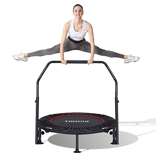 Trampolín Fitness Plegable 101 cm, Trampolín Cama Elástica para Niños Adultos, Apoyabrazo con 5 Niveles Ajustables, Jardín, Gimnasio , Peso máximo 150 kg, 6 Ventosas Antideslizantes, Cubierta de Borde Trampolín Fitness Plegable 101 cm, Trampolín Cama Elástica para Niños Adultos, Apoyabrazo con 5 Niveles Ajustables, Jardín, Gimnasio , Peso máximo 150 kg, 6 Ventosas Antideslizantes, Cubierta de Borde