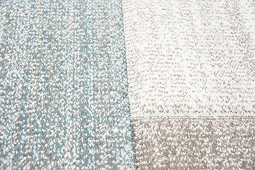 Traum Sala de Estar diseñador Alfombra Alfombra contemporánea alfombras de Pelo bajo con el Color patrón de Diamantes de Recorte de Contorno en Colores Pastel Azul Crema Amarillento Größe 160x230 cm