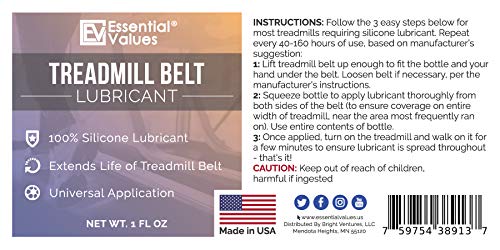 Treadmill Belt Lubricant , 100% Silicone Universal Treadmil Belt Lube, Made in USA By Essential Values by Essential Values, 3 piezas