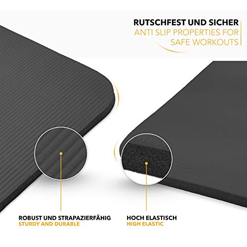 TRESKO® Esterilla de Fitness 185 x 60 cm y 190 x 100 cm para Gimnasia, Yoga, Pilates y Cualquier Tipo de Entrenamiento | Suave y cómoda | Espuma NBR (Negro, 190 x 100 x 1,5 cm) TRESKO® Esterilla de Fitness 185 x 60 cm y 190 x 100 cm para Gimnasia, Yoga, Pilates y Cualquier Tipo de Entrenamiento | Suave y cómoda | Espuma NBR (Negro, 190 x 100 x 1,5 cm)