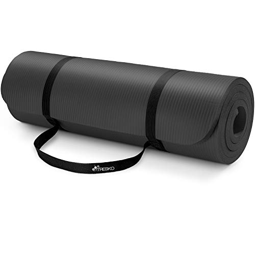 TRESKO® Esterilla de Fitness 185 x 60 cm y 190 x 100 cm para Gimnasia, Yoga, Pilates y Cualquier Tipo de Entrenamiento | Suave y cómoda | Espuma NBR (Negro, 190 x 100 x 1,5 cm)