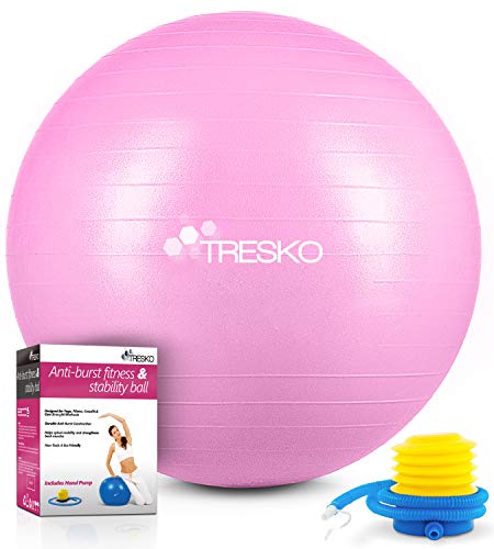 TRESKO® Pelota de Gimnasia Anti-Reventones | Bola de Yoga Pilates y Ejercicio | Balón para Sentarse | Balon de Ejercicio para Fitness | 300 kg | con Bomba de Aire (Princess Pink, 55cm) TRESKO® Pelota de Gimnasia Anti-Reventones | Bola de Yoga Pilates y Ejercicio | Balón para Sentarse | Balon de Ejercicio para Fitness | 300 kg | con Bomba de Aire (Princess Pink, 55cm)