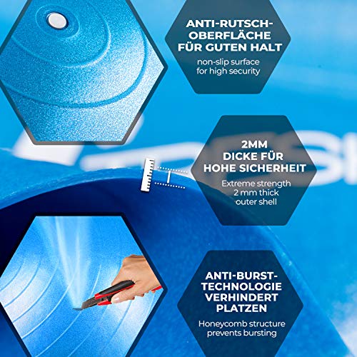 TRESKO® Pelota de Gimnasia Anti-Reventones | Bola de Yoga Pilates y Ejercicio | Balón para Sentarse | Balon de Ejercicio para Fitness | 300 kg | con Bomba de Aire | Gris | 65cm TRESKO® Pelota de Gimnasia Anti-Reventones | Bola de Yoga Pilates y Ejercicio | Balón para Sentarse | Balon de Ejercicio para Fitness | 300 kg | con Bomba de Aire | Gris | 65cm