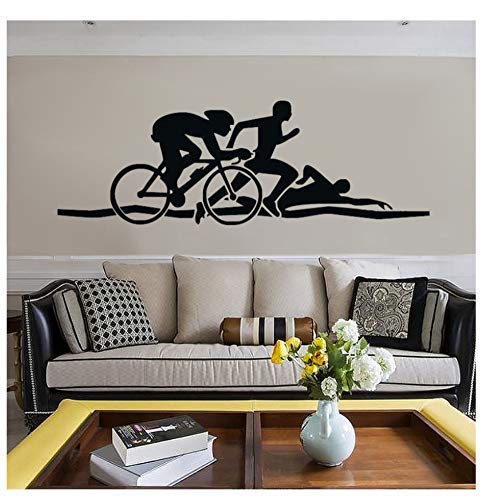 Triatlón Atletismo Fondo De Pantalla Natación Correr Ciclismo Transferencia Vinilo Pegatinas De Pared Artes Decorativas Pegatinas Deportivas Para Niños45X135Cm