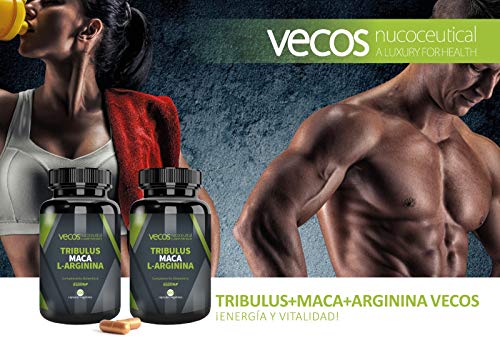 Tribulus Terrestris Vecos con Maca y L-Arginina – Aumento de masa muscular y testosterona - 100 cápsulas vegetales – 100% Apto Veganos Tribulus Terrestris Vecos con Maca y L-Arginina – Aumento de masa muscular y testosterona - 100 cápsulas vegetales – 100% Apto Veganos