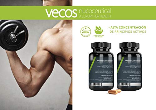 Tribulus Terrestris Vecos con Maca y L-Arginina – Aumento de masa muscular y testosterona - 100 cápsulas vegetales – 100% Apto Veganos Tribulus Terrestris Vecos con Maca y L-Arginina – Aumento de masa muscular y testosterona - 100 cápsulas vegetales – 100% Apto Veganos