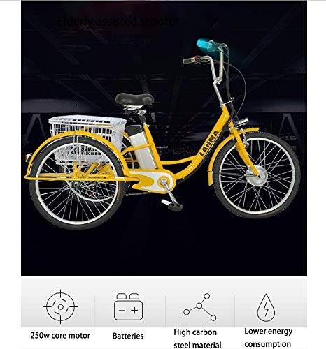 Triciclo eléctrico para adultos bicicleta de 3 ruedas scooter pequeño triciclo eléctrico batería de litio de 24 pulgadas 48v12AH canasta grande para que los padres hagan ejercicio y compren comida. B