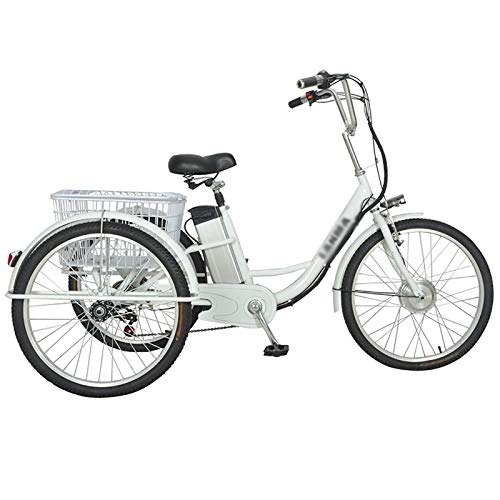 Triciclo eléctrico para adultos bicicleta de 3 ruedas scooter pequeño triciclo eléctrico batería de litio de 24 pulgadas 48v12AH canasta grande para que los padres hagan ejercicio y compren comida. B