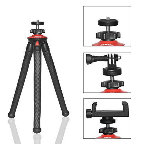 Tripode para Movil, Lammcou Tripode Flexible Mini Gorilla Pod Trípode Portátil+ Rotación 360° Soporte Movil Tripode + Adaptador GoPro, Tripod iphone x 11 Huawei Canon Sony Nikon DSLR Camera Tripod Kit