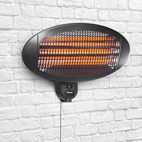 Tristar KA-5287 Calefactor de Exterior eléctrico con 3 ajustes de calor, montaje en pared o sobre soporte hasta 2 m de altura, 2000 W, Negro