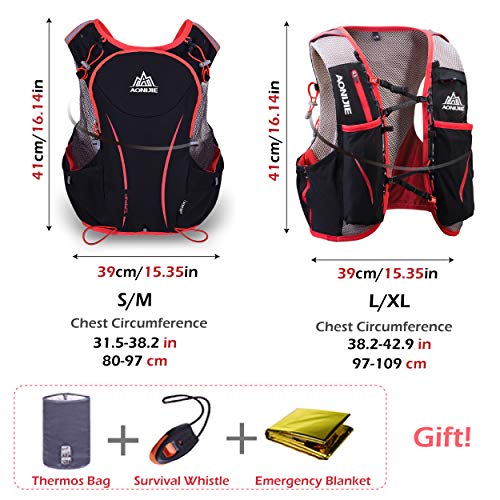 TRIWONDER Mochila de Hidratación Ligero 5L Superior Chaleco para Trail Running Ciclismo Marathoner Profesional Hombre Mujer (Negro (L-XL) - con 2 * 500ml Botellas Blandas)