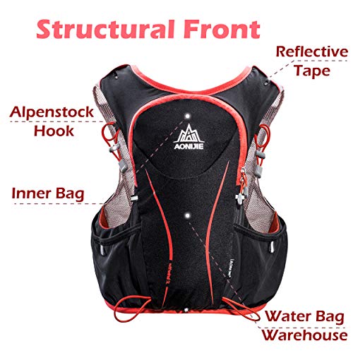 TRIWONDER Mochila de Hidratación Ligero 5L Superior Chaleco para Trail Running Ciclismo Marathoner Profesional Hombre Mujer (Negro (L-XL) - con 2 * 500ml Botellas Blandas)