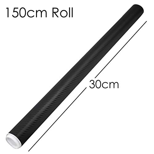 TRIXES 3D Vinilo de Fibra de Carbono Envoltura Adhesiva para Coche - 1500 X 300 mm - Negro - para Interior/Exterior - Efecto Texturizado 3D para Automóvil TRIXES 3D Vinilo de Fibra de Carbono Envoltura Adhesiva para Coche - 1500 X 300 mm - Negro - para Interior/Exterior - Efecto Texturizado 3D para Automóvil