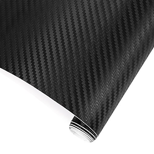 TRIXES 3D Vinilo de Fibra de Carbono Envoltura Adhesiva para Coche - 1500 X 300 mm - Negro - para Interior/Exterior - Efecto Texturizado 3D para Automóvil