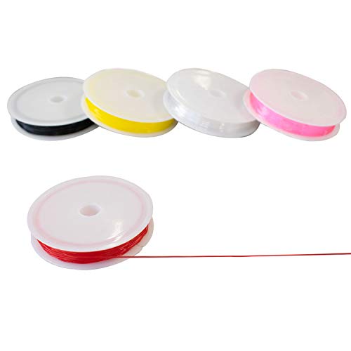 TRIXES Paquete de 5-Cordón Elástico para Abalorios Colores Surtidos: Perfecto Para Joyería, Artesanías y Manualidades: 8 Metros de Cuerda de 1 mm