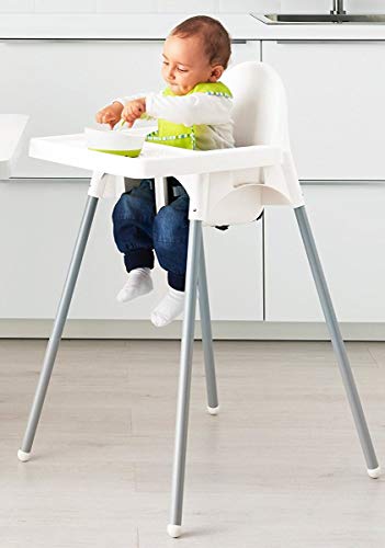 trona para silla taburete antilop IKEA Blanco de mesa para niño niña con diseño de Niños de Resina y Metal para Casa restaurante cinturón de seguridad Superficie lisa y antiarañazos con Bandeja