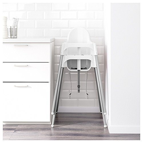 trona para silla taburete antilop IKEA Blanco de mesa para niño niña con diseño de Niños de Resina y Metal para Casa restaurante cinturón de seguridad Superficie lisa y antiarañazos con Bandeja