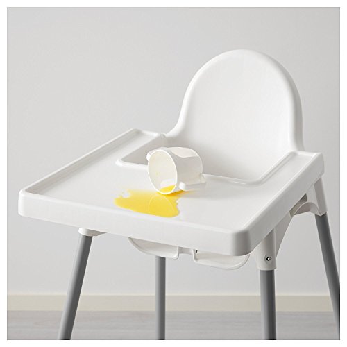 trona para silla taburete antilop IKEA Blanco de mesa para niño niña con diseño de Niños de Resina y Metal para Casa restaurante cinturón de seguridad Superficie lisa y antiarañazos con Bandeja