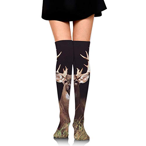 Trophy Buck Deer con calcetines de compresión Big Rack Medias largas para los pies Calcetines hasta la rodilla para hombres Mujeres Soportes Sport Running Ciclismo Footb